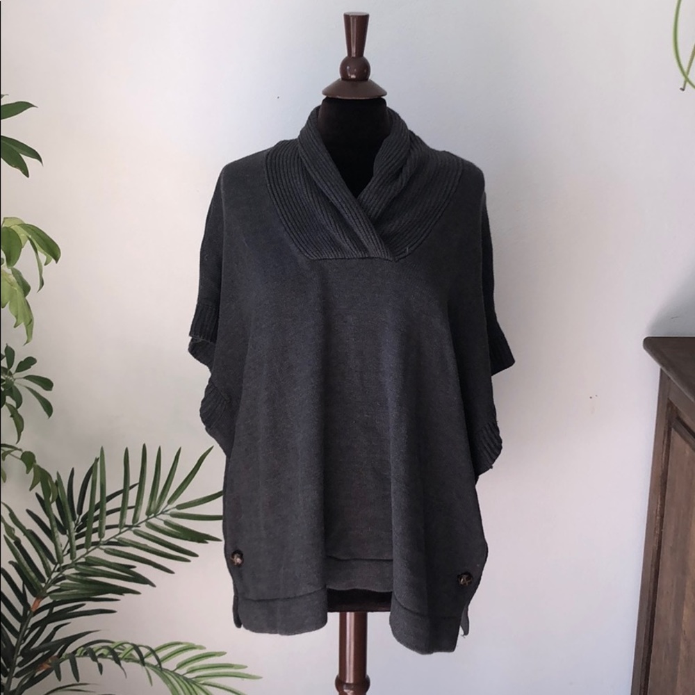 Grey sweater poncho